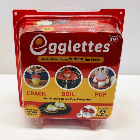 EGGLETTES Silicone Egg Cooking Cups, Pack of 4! Hard-Boiled Eggs Without Shells! - Picture 1 of 5